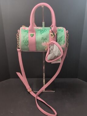 NWT,Juicy Couture 'Retro Juicy Cherry's Green/Pink Mini Barrel Bag.